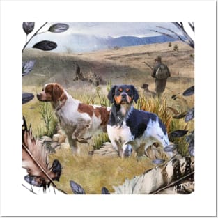 Quail hunting with a Brittany Spaniel, Art Posters and Art